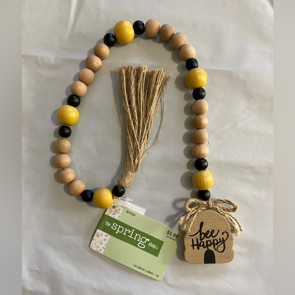 Bee Happy Wooden Bead Garlands with Tassels and keychain - Picture 3 of 4